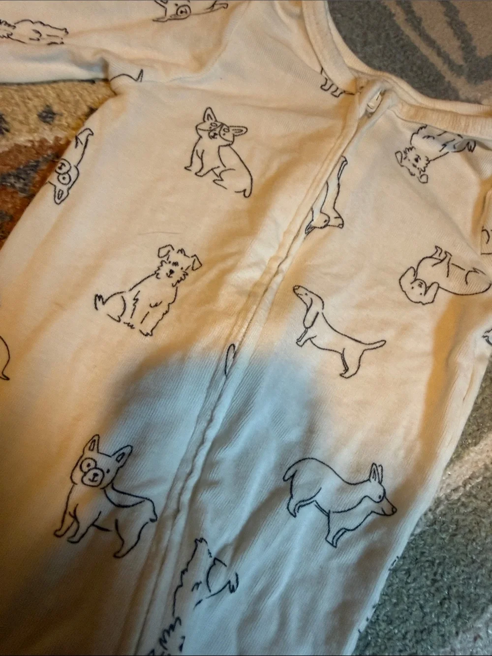 Cloud Island Cream Baby Footed Pajamas with Dog Print 0-3mo